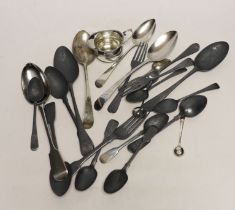 Twenty two assorted items of mainly 19th century flatware, various patterns, dates and makers,