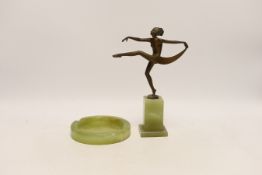 Josef Lorenzl (Austrian 1892-1950), a small Art Deco bronze of a female dancer, marked to base ‘