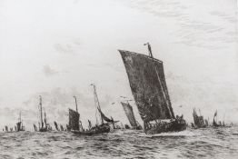 William Lionel Wyllie (1851-1931), etching, 'Boulogne fishing luggers', signed in pencil, 22 x