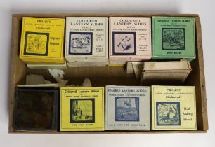 Quantity of boxed magic lantern slides to include Peter Pan, Jack and the beanstalk, Robin Hood