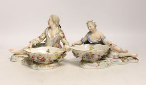 A pair of 19th century Meissen bon-bon figures, incised numbers 2875 and 2872***CONDITION REPORT***