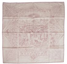 A Hermès Cavalcade de Mai printed light pink silk scarf, 90cm x 90cm***CONDITION REPORT***In very