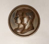 Andrieu, a patinated metal circular relief plaque, Napoleon and Josephine, 14cm diameter***CONDITION
