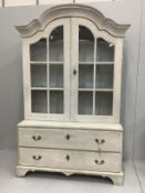 A Continental white painted beech dresser with two base drawers, circa 1900, width 135cm, height