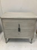 An Oka two drawer rocca chest painted in flannel grey, width 82cm***CONDITION REPORT***PLEASE NOTE:-