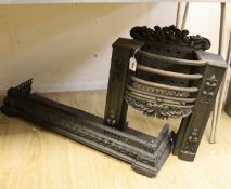 A cast iron and fire grate and fender, fire grate 52cm high***CONDITION REPORT***PLEASE NOTE:-