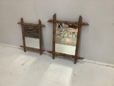 A graduated pair of bamboo moulded wall mirrors, largest 62 x 51cm***CONDITION REPORT***PLEASE