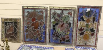 Four Victorian stained glass panels, tallest 70cm high x 39cm wide***CONDITION REPORT***PLEASE