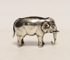 An early 20th century novelty silver pin cushion, modelled as a small elephant, Sydney & Co,