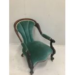 A Victorian carved mahogany open frame armchair***CONDITION REPORT***PLEASE NOTE:- Prospective