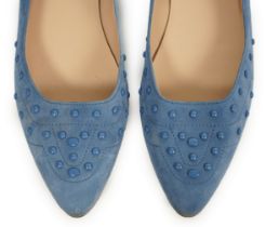 A pair of Tod's lady's light blue suede leather studded ballet flats, size 40.5***CONDITION