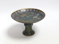 A Chinese cloisonné enamel stem dish, late 19th century, 8cm high***CONDITION REPORT***PLEASE NOTE:-