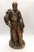A carved wood figure of Garibaldi, signed to G. Robinson, Manchester, 61cm***CONDITION REPORT***