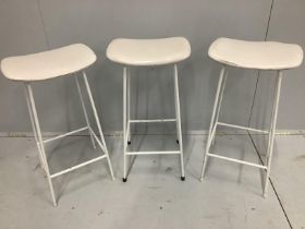 A set of three 'Program' white enamelled stools by Frank Guille for Kandya, height 70cm***