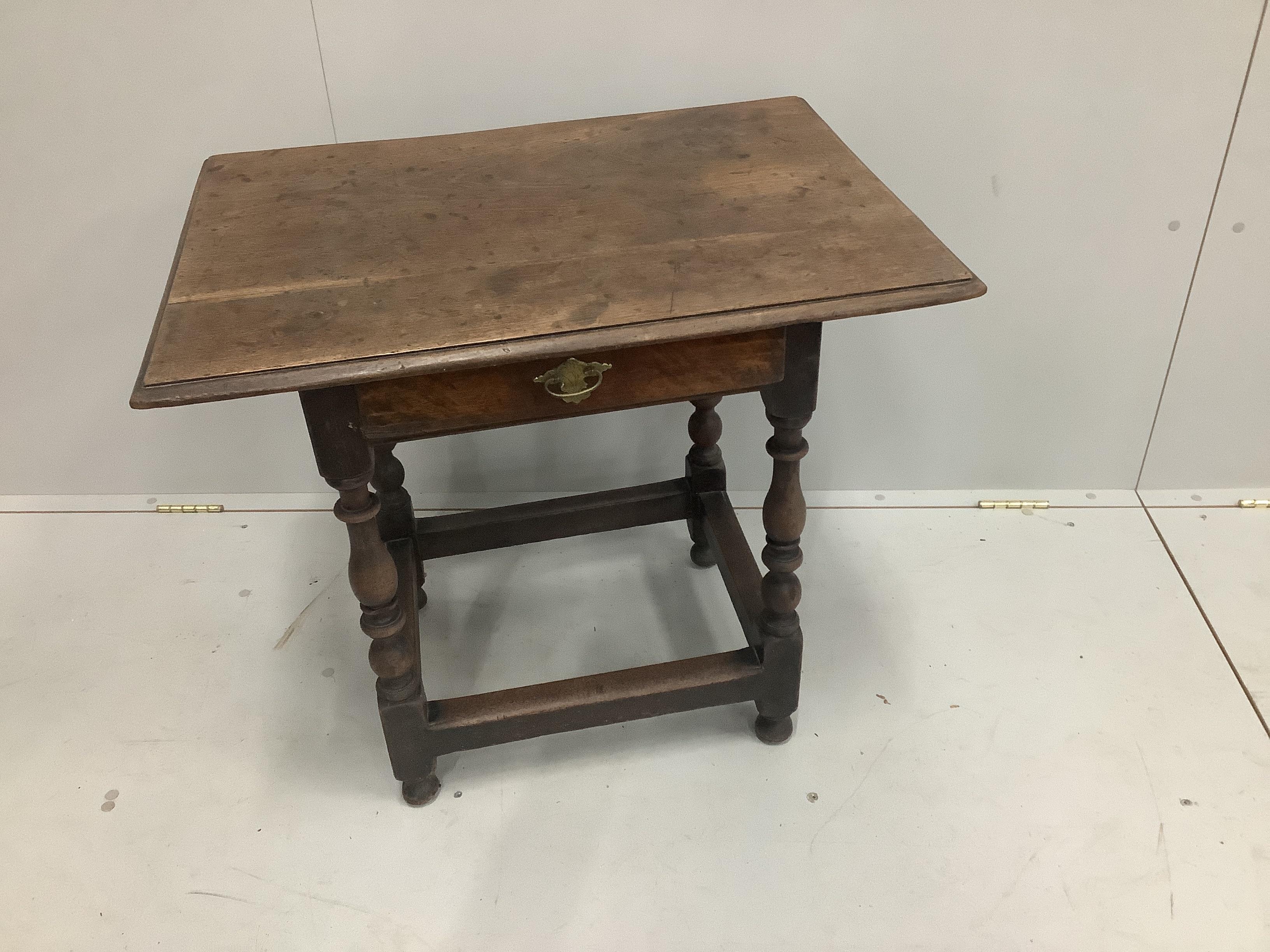 An 17th century and later mahogany lowboy, frieze drawer, width 74cm, height 67cm***CONDITION