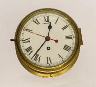 A brass bulkhead timepiece, 19.5cm***CONDITION REPORT***PLEASE NOTE:- Prospective buyers are