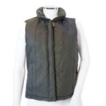 A Prada quilted olive green and brown lady's gilet with hood in collar, size M***CONDITION