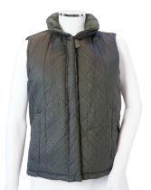 A Prada quilted olive green and brown lady's gilet with hood in collar, size M***CONDITION