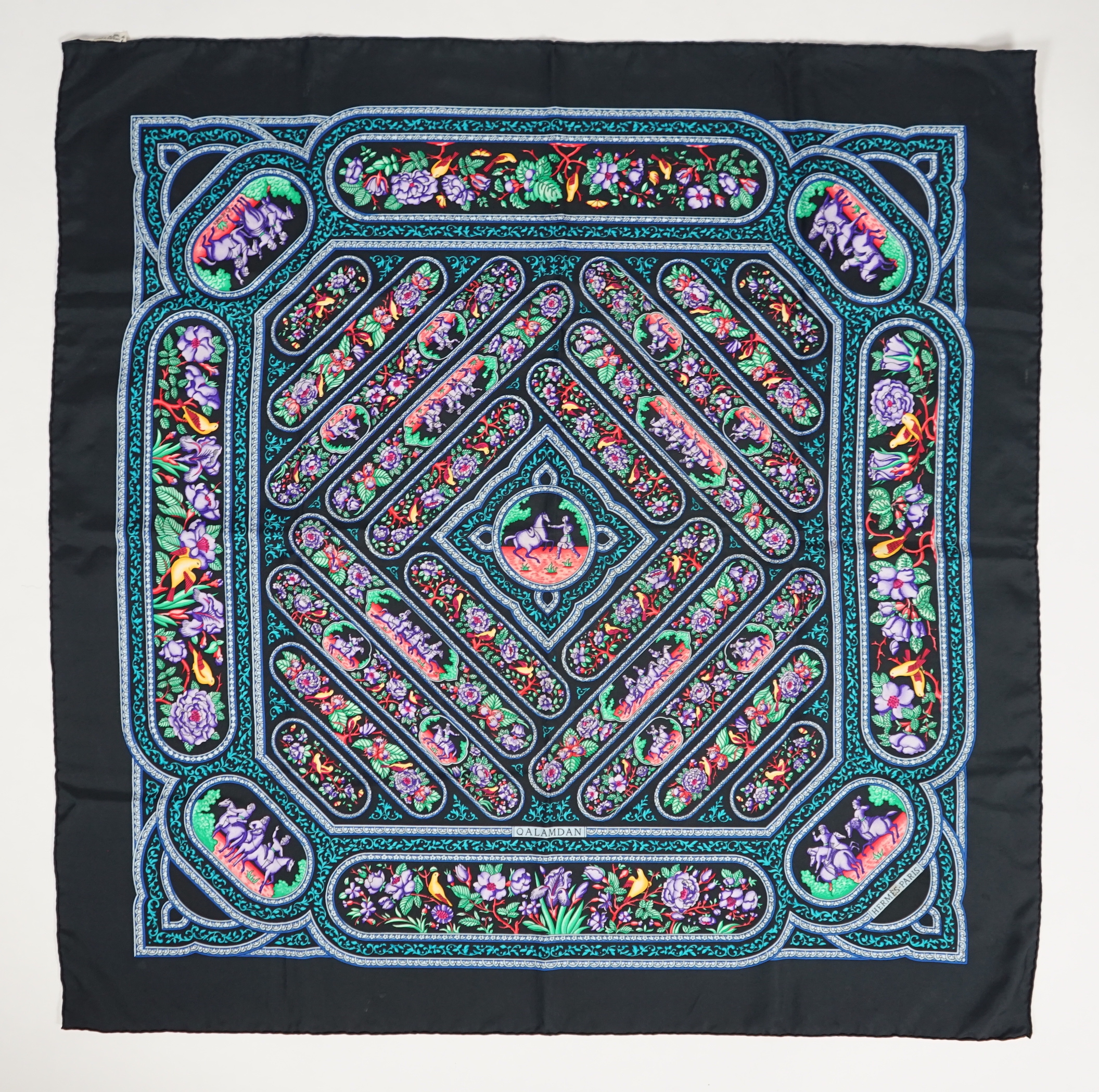 A Hermès silk scarf - Qalamdan by Catherine Baschet, c.1990, with bag and box, 90cm x 90cm*** - Image 2 of 7