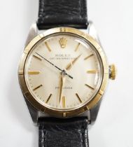 A gentleman's 1950's? steel and gold plated mid-size Rolex Oyster-Speed King Precision manual wind