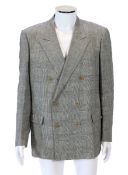 A Saint Laurent rive gauche gentlemen's Prince of Wales check double breasted linen suit, approx