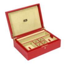 A Fabergé cased red leather jewellery box, width 33cm***CONDITION REPORT***Looks to have had only