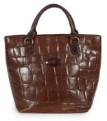 A brown Mulberry crocodile effect leather bag, with detachable matching shoulder strap and dust