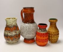 Four West German pottery vases including Carstens and Bay, tallest 26cm***CONDITION REPORT***