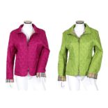 Two Burberry lady's quilted jackets, one pink and the other green, size Medium***CONDITION