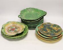 A group of 19th/20th century greenware and majolica plates and dishes (18)***CONDITION REPORT***