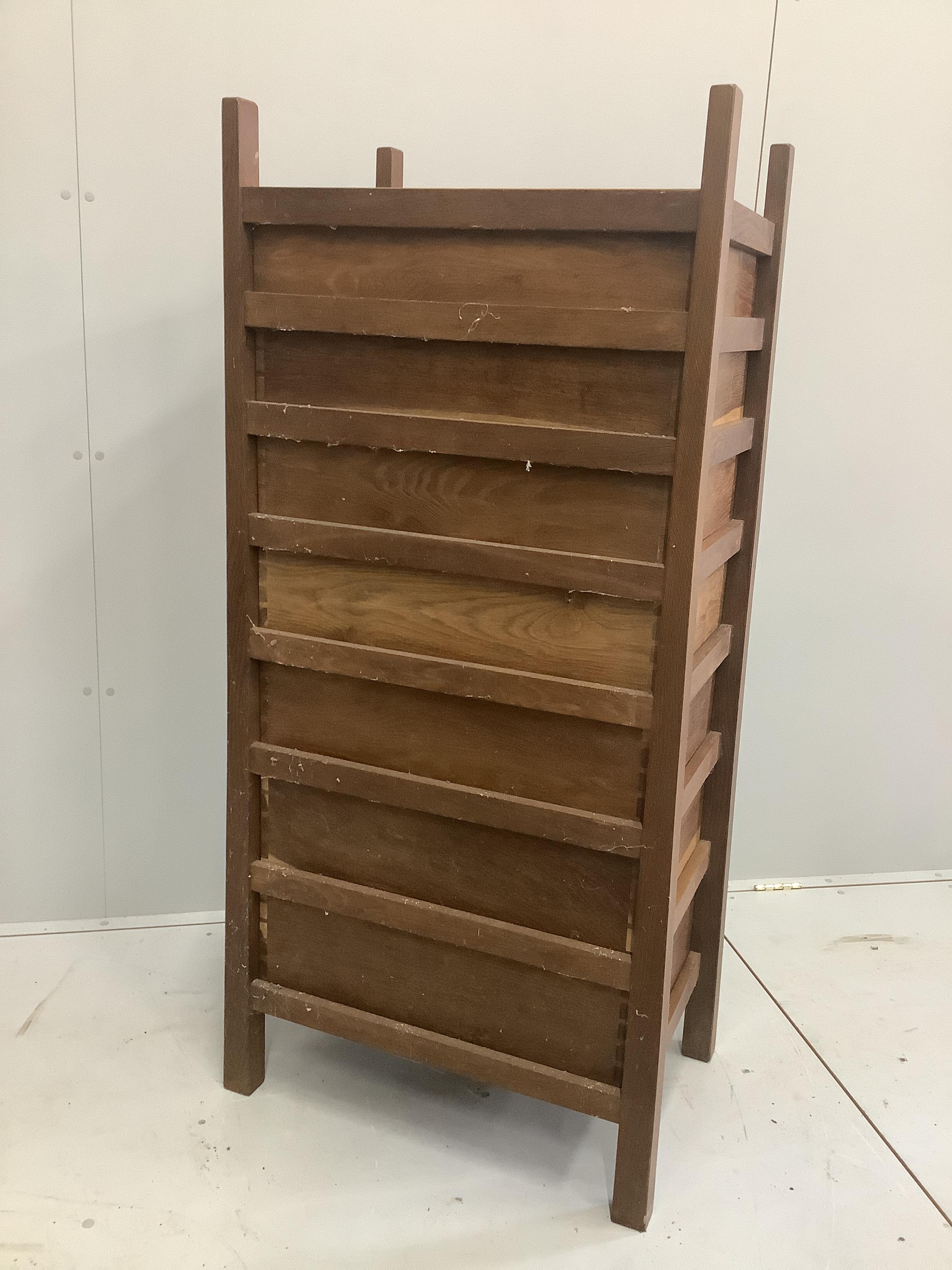 An Arts & Crafts oak seven drawer chest by Lawrence Tweedie of Derbyshire, width 67cm, height - Image 3 of 3