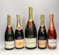 Five bottles of champagne, including a magnum of Moët & Chandon***CONDITION REPORT***PLEASE NOTE:-