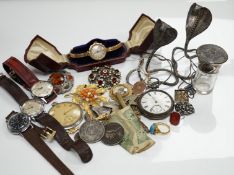 A quantity of assorted mainly costume and other jewellery and a lady's 9ct gold manual wind wrist