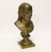 An early to mid 20th century gilt bronze bust of Pierre-Jean de Béranger, 25cm***CONDITION