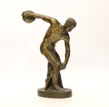 After the antique, a heavy spelter model of a discus thrower, 25cm***CONDITION REPORT***PLEASE