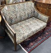 An Edwardian inlaid mahogany settee, length 117cm, depth 66cm, height 93cm***CONDITION REPORT***