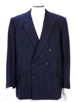 A Saint Laurent rive gauche gentlemen's navy chalk stripe three-piece double breasted wool suit,