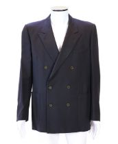 A Saint Laurent rive gauche gentlemen's navy blue double breasted blazer, approx size 42"***