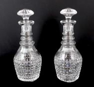 * * A pair Regency style of hob nail cut glass decanters and stoppers, c.1900Please note this lot