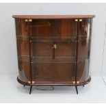 A mid century Indian rosewood glazed display cabinet with lighting, width 133cm, depth 36cm,