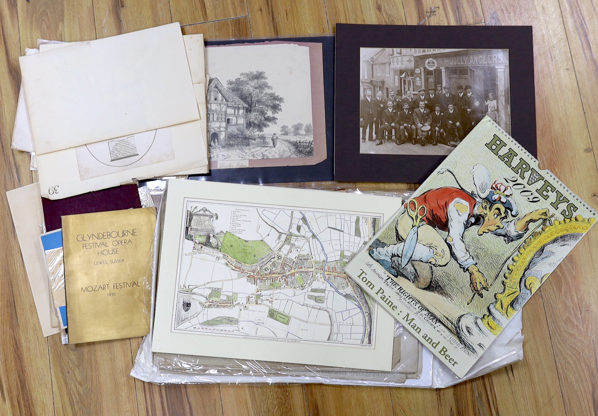 A collection Sussex and mainly Lewes related documents including; a copy of the Lewis and