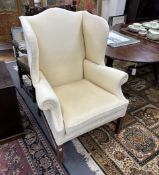 A Chippendale style mahogany framed upholstered wing armchair, width 86cm***CONDITION REPORT***