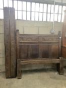 A 17th century style carved oak bedstead, width 137cm***CONDITION REPORT***PLEASE NOTE:- Prospective