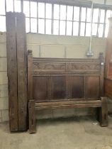 A 17th century style carved oak bedstead, width 137cm***CONDITION REPORT***PLEASE NOTE:- Prospective