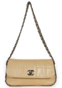 A Chanel square quilt multi chain Classic Flap shoulder bag, in a light caramel colour with gun-