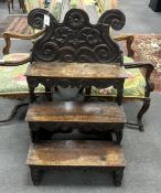 A set of 17th century French carved walnut steps, width 65cm, depth 50cm, height 108cm***CONDITION