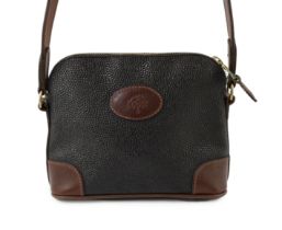 A Mulberry crossbody bag, pebble grained black leather with brown leather corner reinforcement