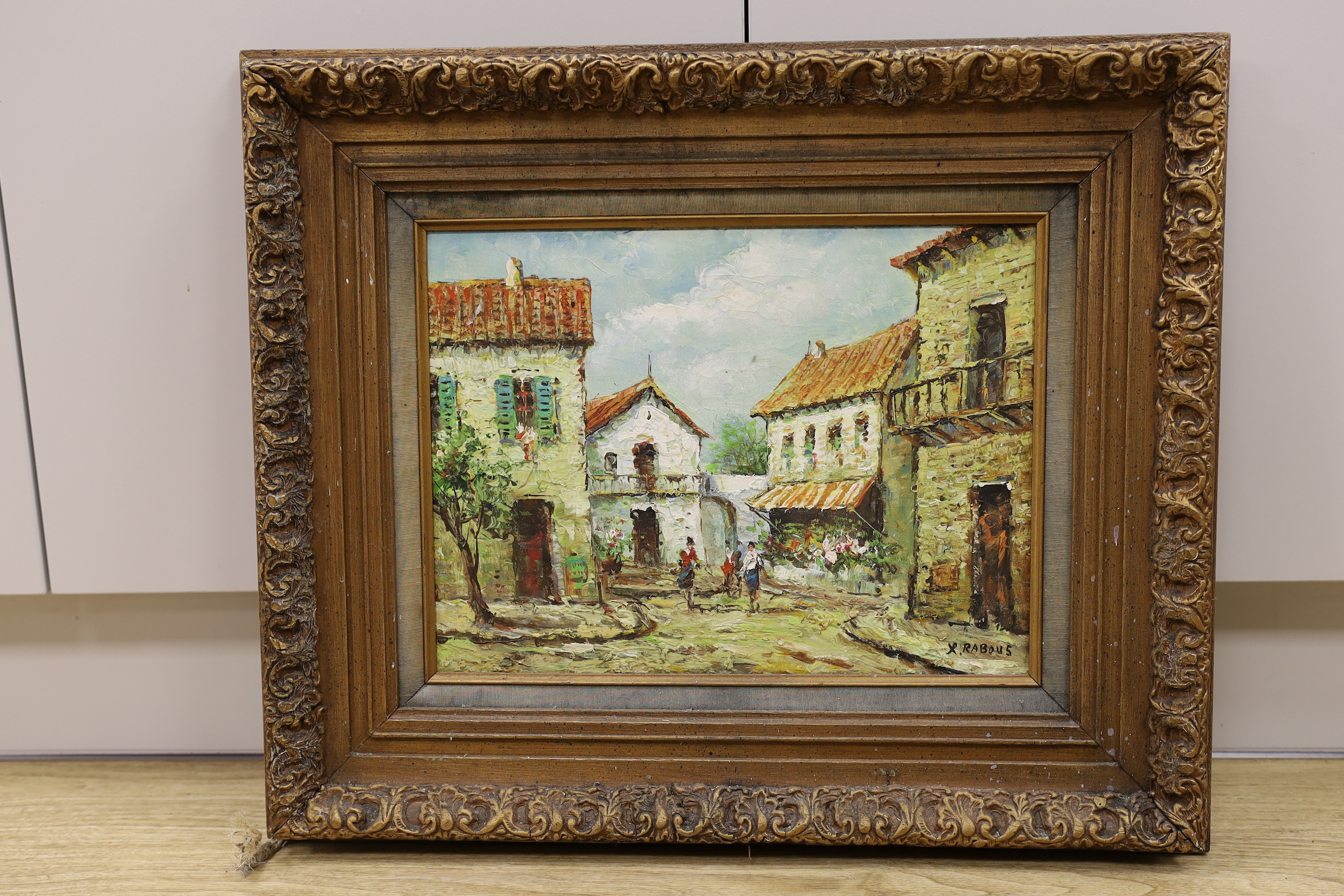 X Rabous, oil on canvas, Continental street scene, 30 x 39cm***CONDITION REPORT***PLEASE NOTE:- - Image 2 of 4