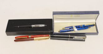 A boxed Montblanc Meisterstuck fountain pen and other pens***CONDITION REPORT***PLEASE NOTE:-