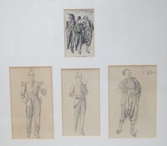 George du Maurier (1834-1896), three pencil sketches for a pen and ink illustration, 'I will not!